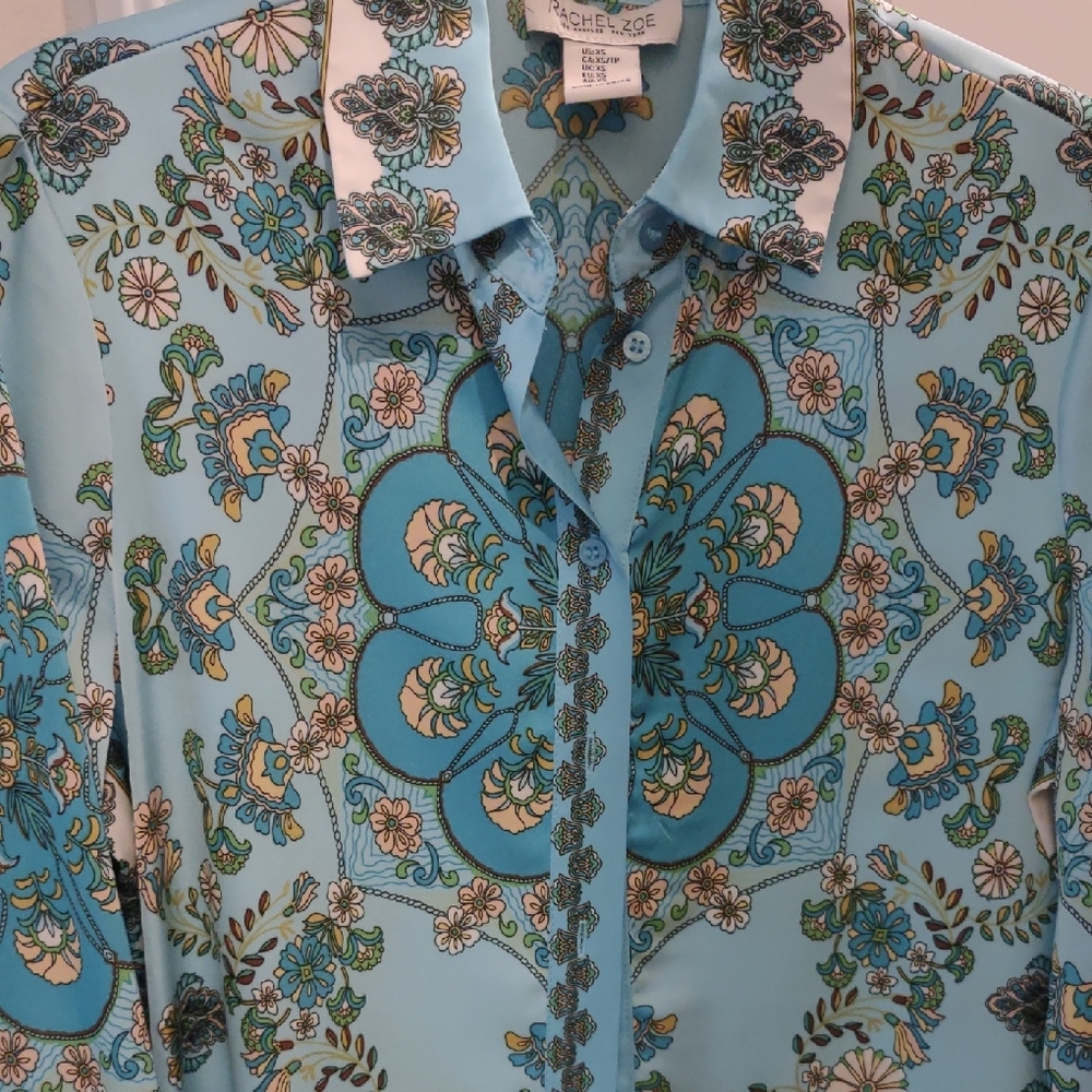 Rachel Zoe Blue Floral Women''s Shirt